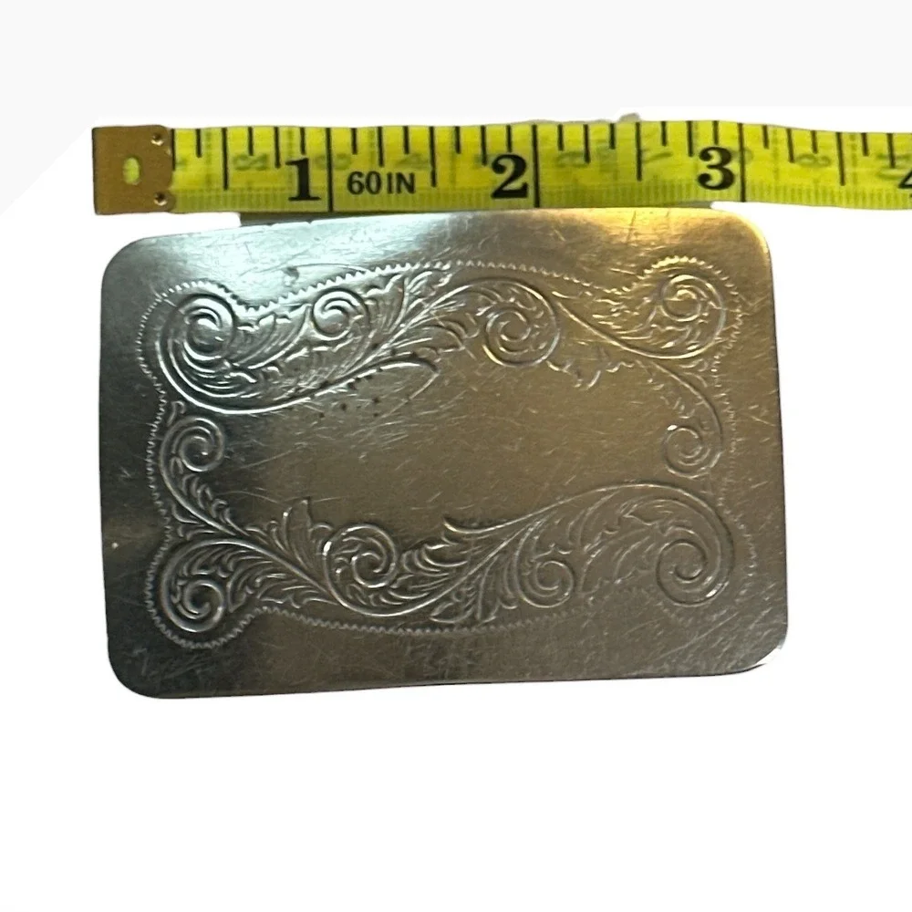 Vintage Lyntone Co Oklahoma City Nickel Silver Engraved Buckle